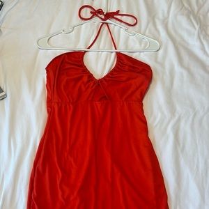 Blue Blush Red Halter Mini Dress